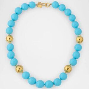 Kenneth Jay Lane, Turquoise and Gold Beads Necklace